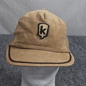 Vintage 80s Keltgen Seeds Corduroy Trucker Hat Tan Cap Snapback USA Vintage Farm